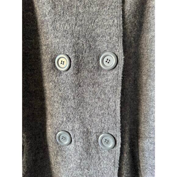Harvé Benard 100% Wool Gray Double Breasted Peacoat Ribbed Sleeves Women’s Large - Picture 8 of 13